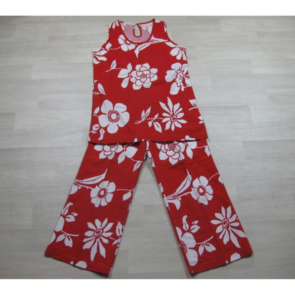 Vintage 70s Sears At Home Wear 2‎ Piece Set (M/L) Hawaiian Floral Pants Tunic
